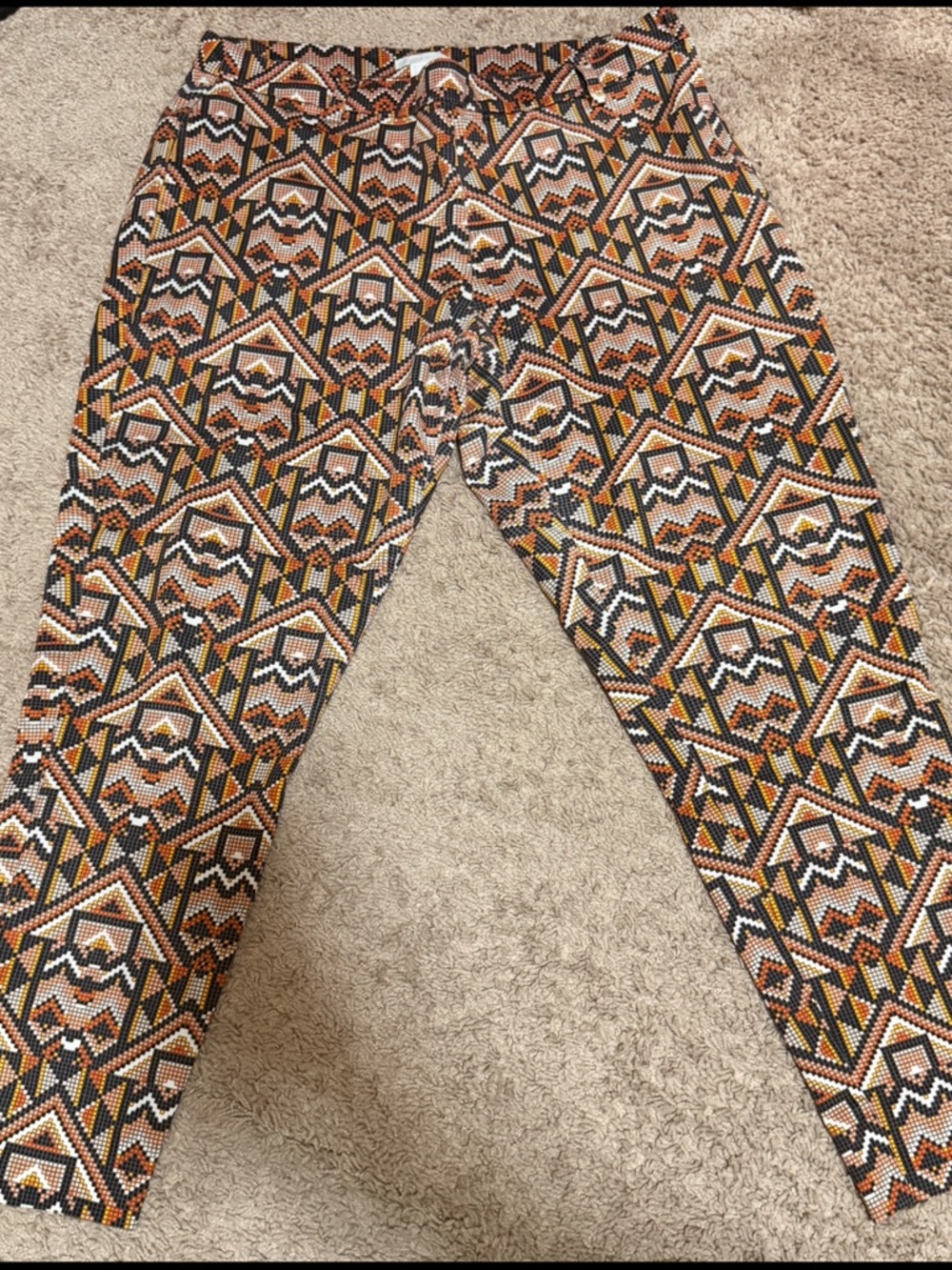 H&M Multicolor Geo-Print Cropped Pants